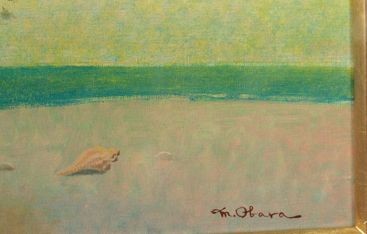 油彩 小原稔「雲の流れる日(薔薇と蝶) F12」商品番号06051401- 絵の