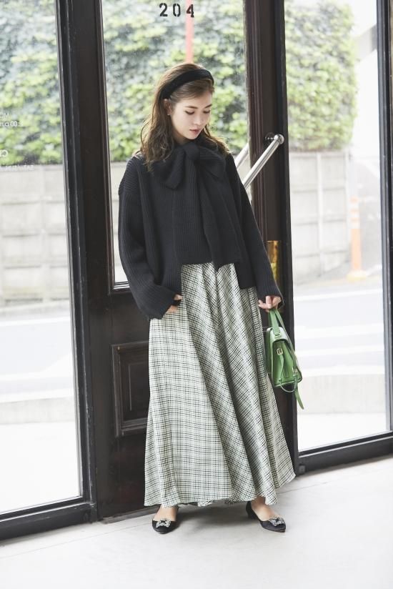 ボウタイニットカーディガン(ブラック) - seventen