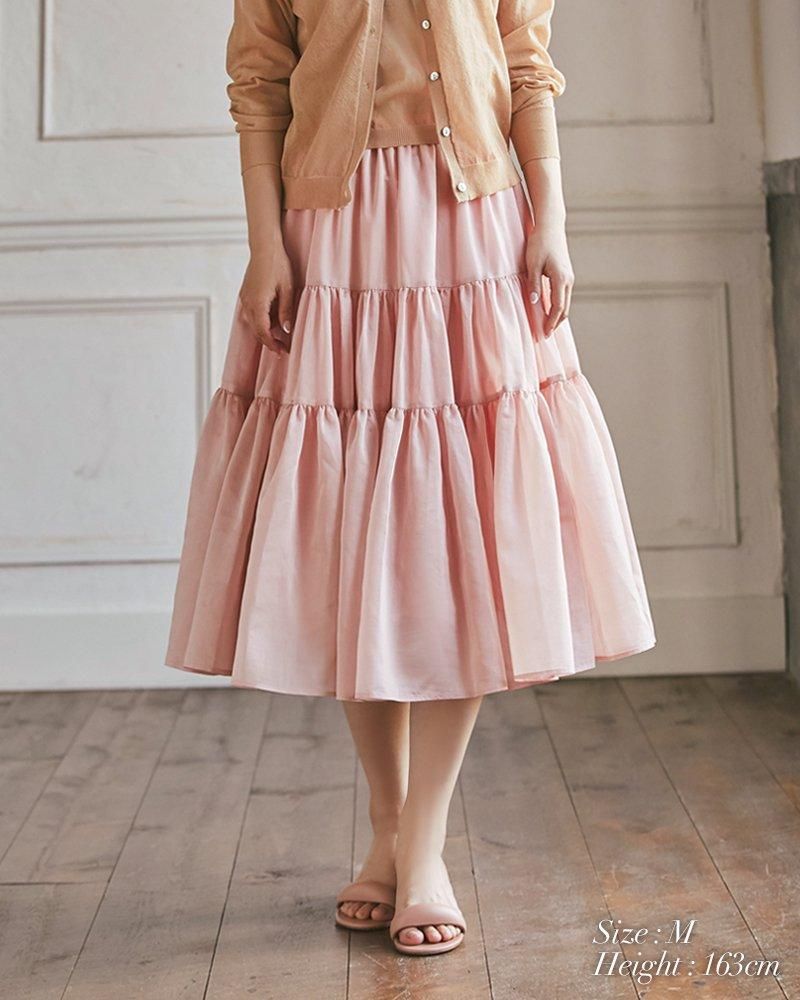 10％off】シアーティアードスカート(ピンク) - seventen