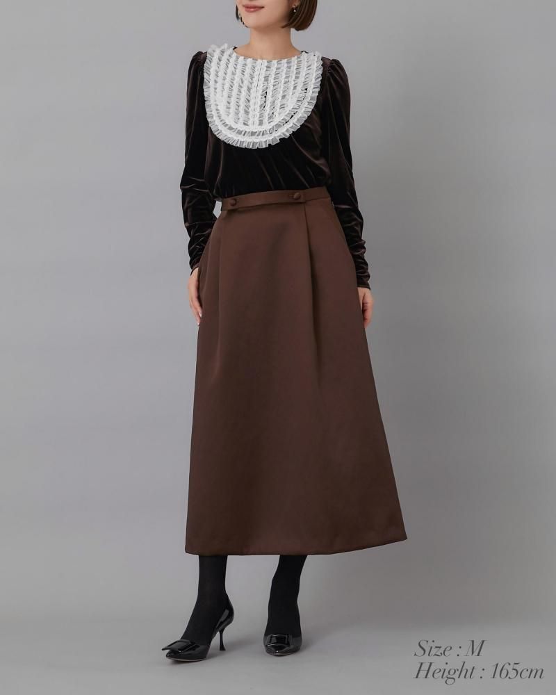 チュールフリルベロアトップス(ブラック) - seventen