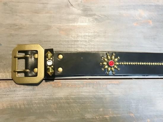 スタッズベルト/サドルレザー/スパイダー