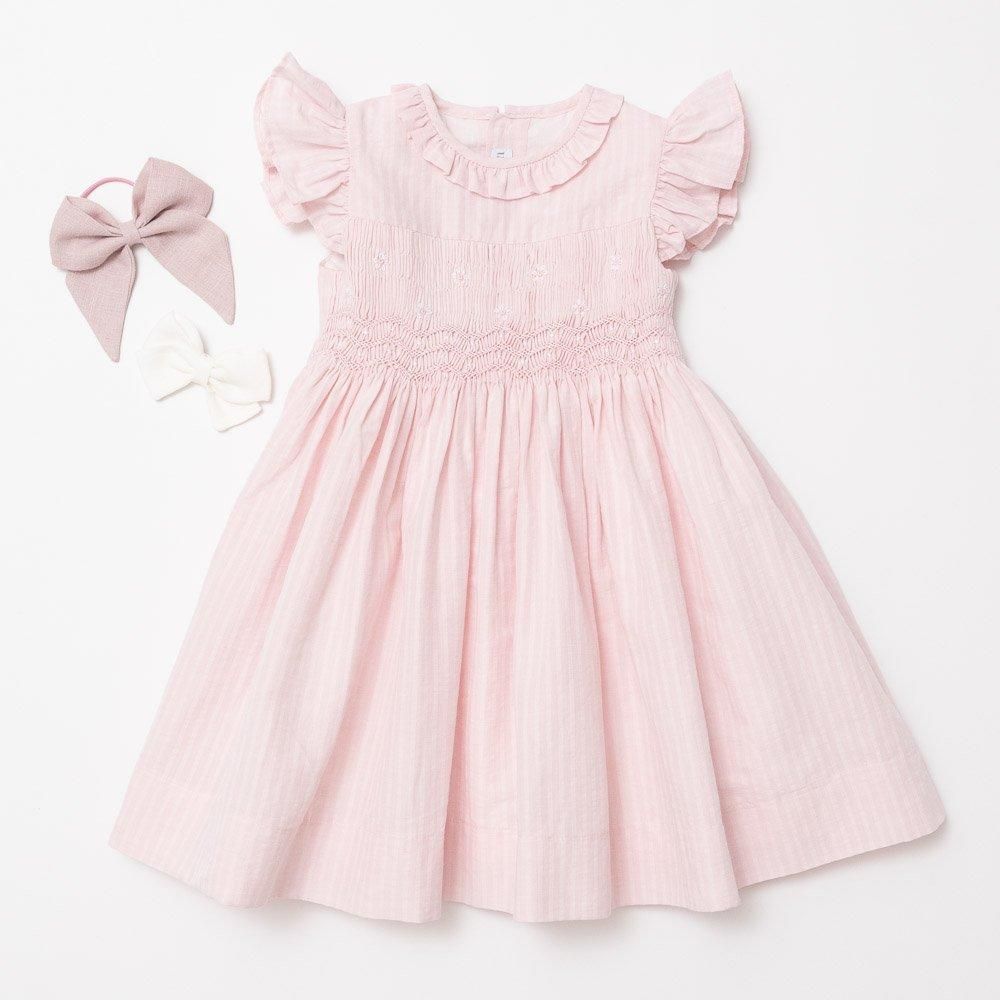 Amaia Kids - Falbala dress - Pink seersucker アマイアキッズ