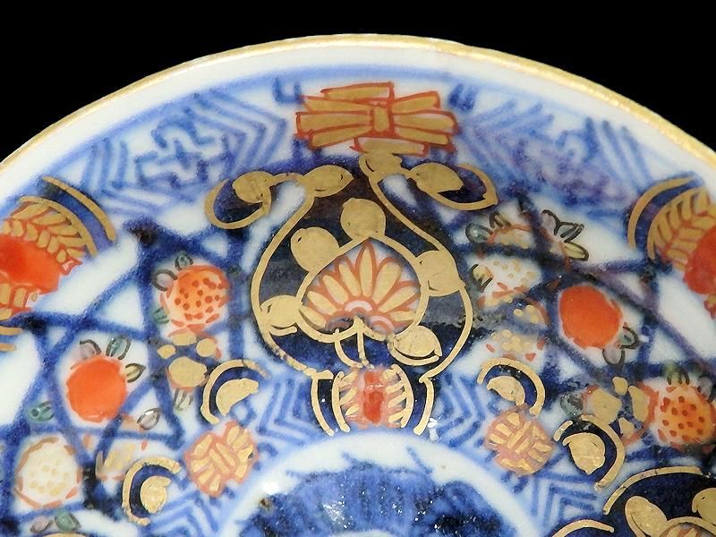 古伊万里 金襴手 団龍紋に花図 豆皿