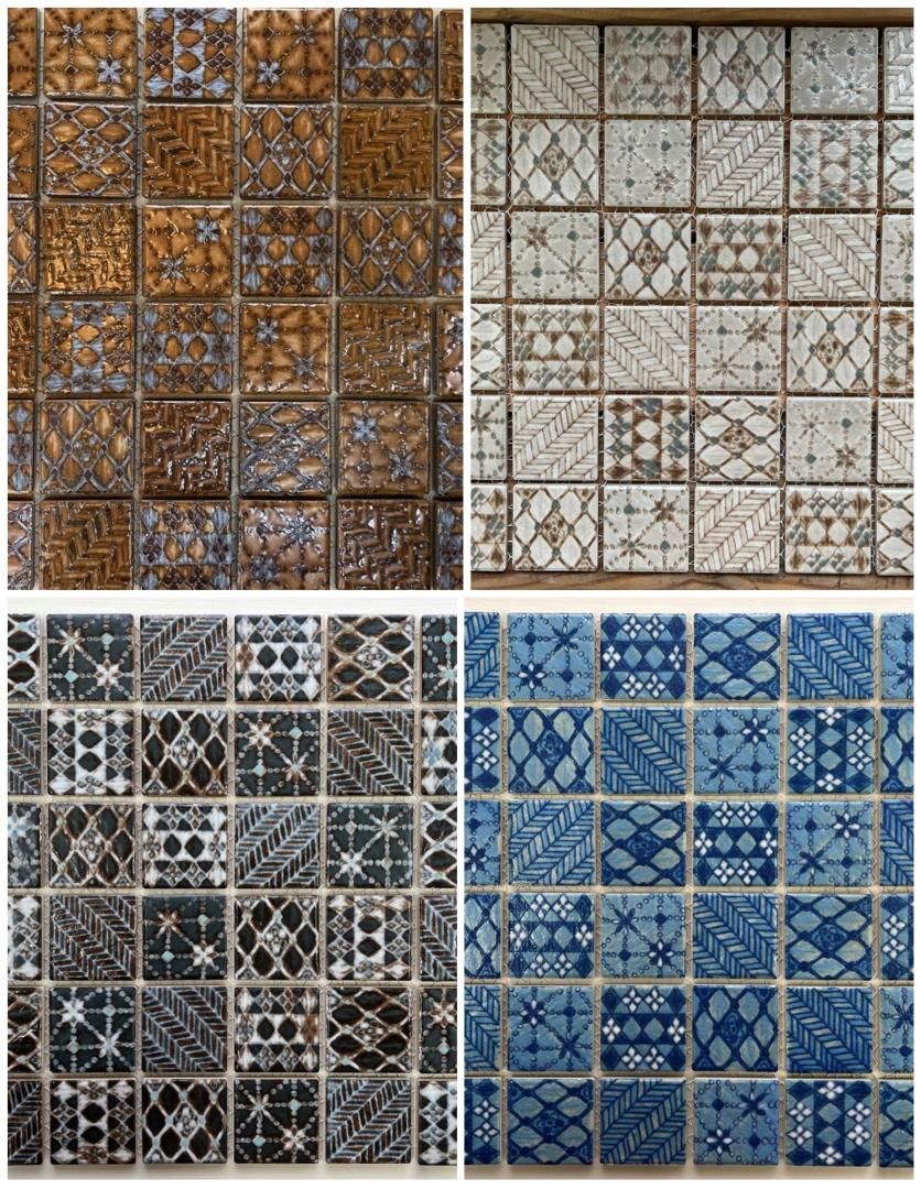 49mm角 ラスティカデザイン50 美濃焼モザイクタイルシート 表情豊かな