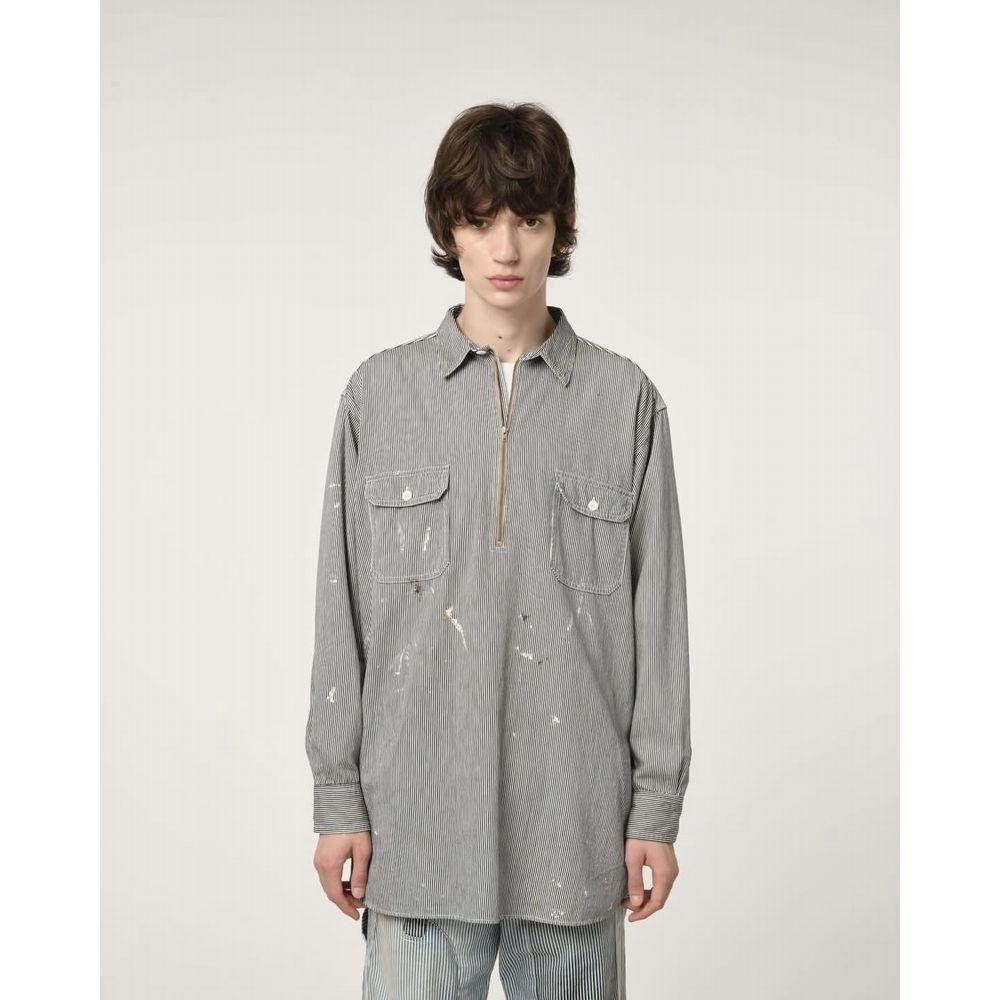 BOWWOW「WORK HICKORY STRIPE PO SHIRTS - プルオーバージップシャツ