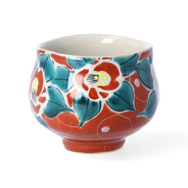 ぐい呑 色絵無双椿 赤/虚空蔵窯