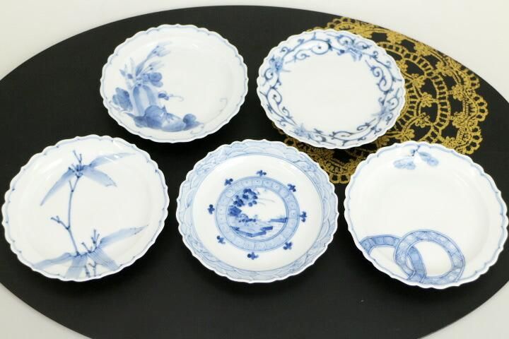 宮内庁御用窯】小皿揃 絵変わり文/山本長左