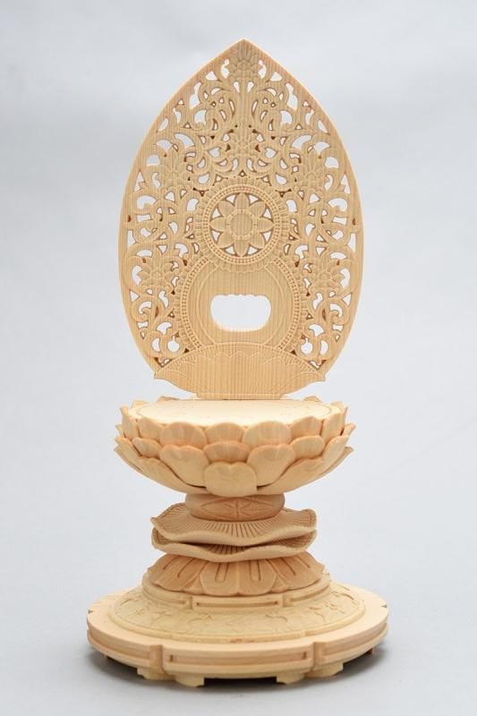 天台宗】白木製 阿弥陀如来(座像/2.5寸) 丸台座 唐草光背 仏像 - 仏壇