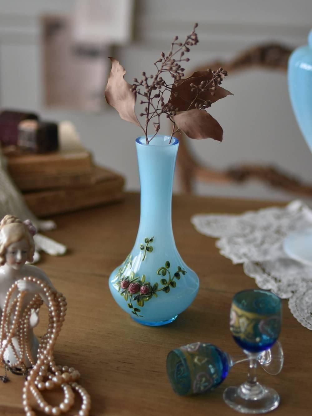 フラワーベース.Blue2 フランスアンティーク雑貨 花瓶 一輪挿し 花器