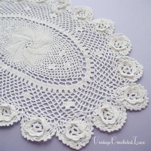 ポーランド蚤の市 買付け】 30.5cm ヴィンテージ クロッシェレース