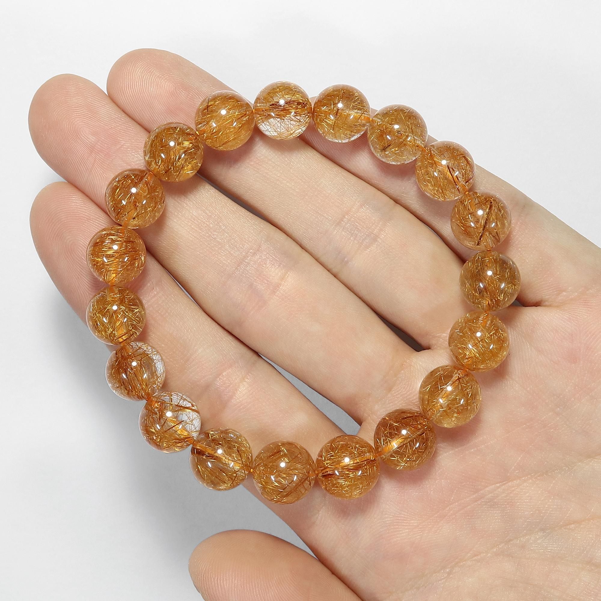 希少な色味/高品質+】オレンジルチルクォーツ 10mm～10.5mm玉