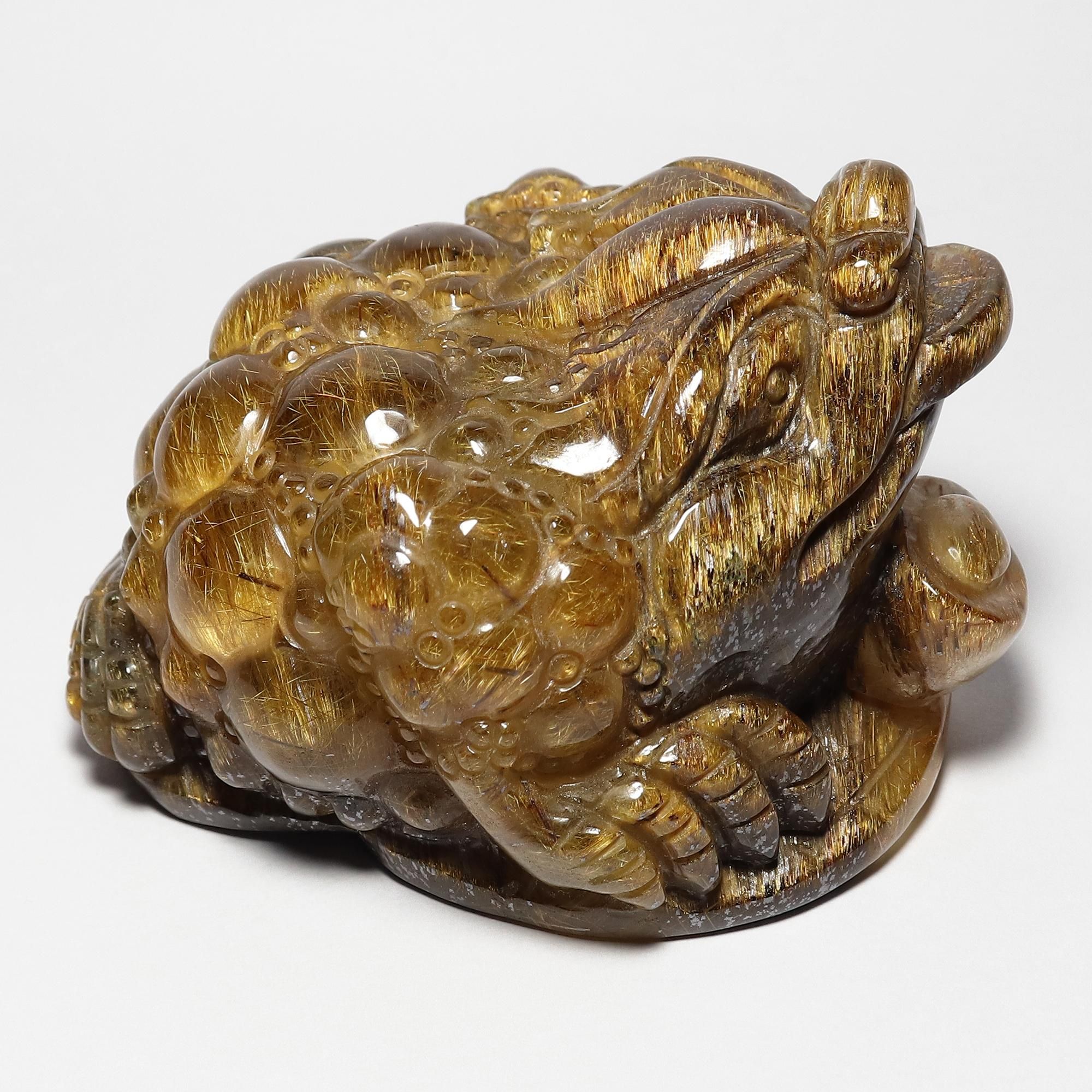 風水定番の招財アイテム/三本脚の銭蛙】ブラウンオレンジルチル