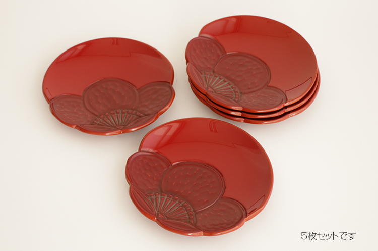 5.0 梅彫 銘々皿【5客組】 - 伝統工芸とクラフトのお店「漆器くにもと」