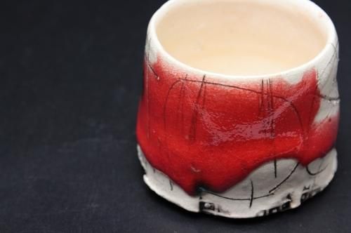 山田 和 「 赫釉織部ぐい呑 」 酒器 盃 - レトロ ＆アート空間 「 古