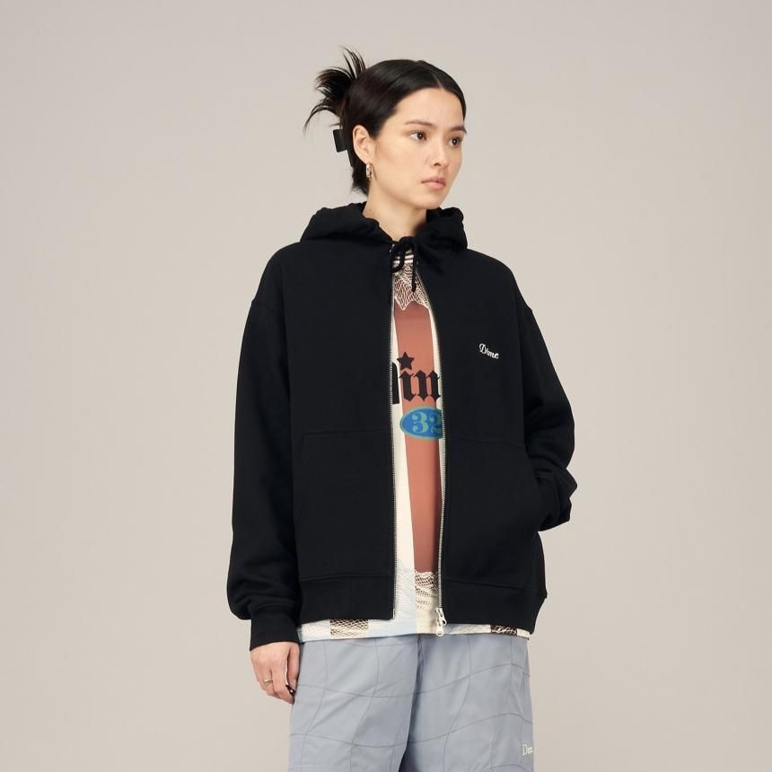 Dime Cursive Small Logo Zip Hoodie / BLACK (ダイム ジップパーカー