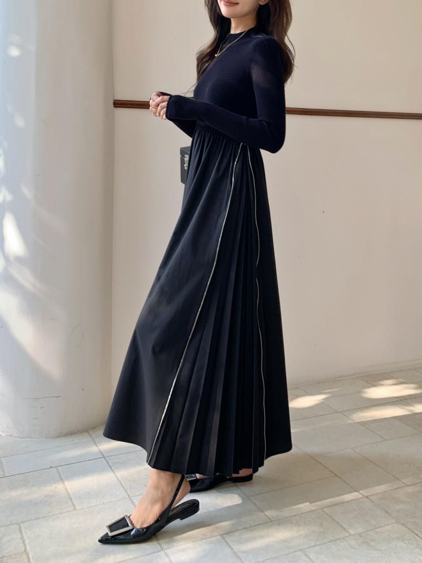 SIDE ZIP PLEATS DRESS - BIRTHDAY BASH