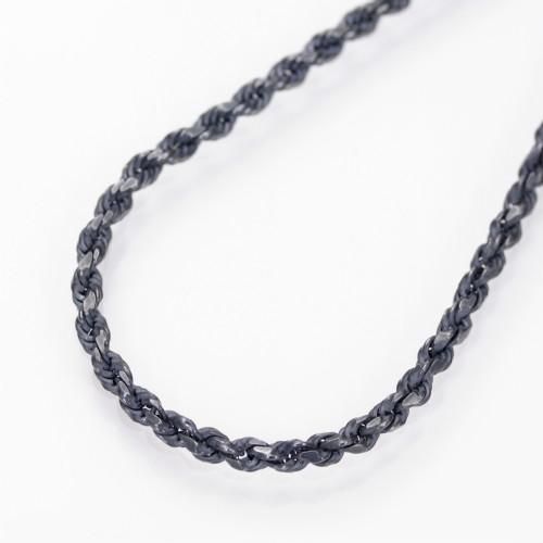 a1525-20-70 ブラック(燻し)カットフレンチロープチェーンネックレス