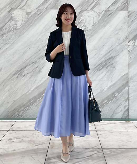 マシンウォッシュ可／セットアップ可】シアーボックスタックプリーツ