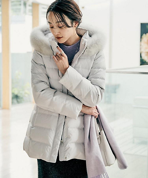 はっ水機能／フード取り外し可】ミディダウンコート