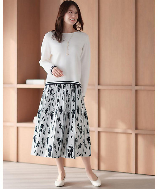 セットアップ可】ダブルジャカードニットフレアスカート