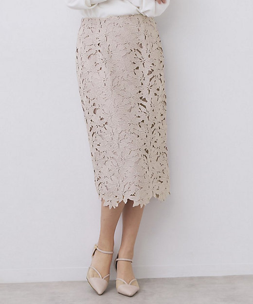 フラワーレースタイトスカート【洗濯機OK】《XS～3L