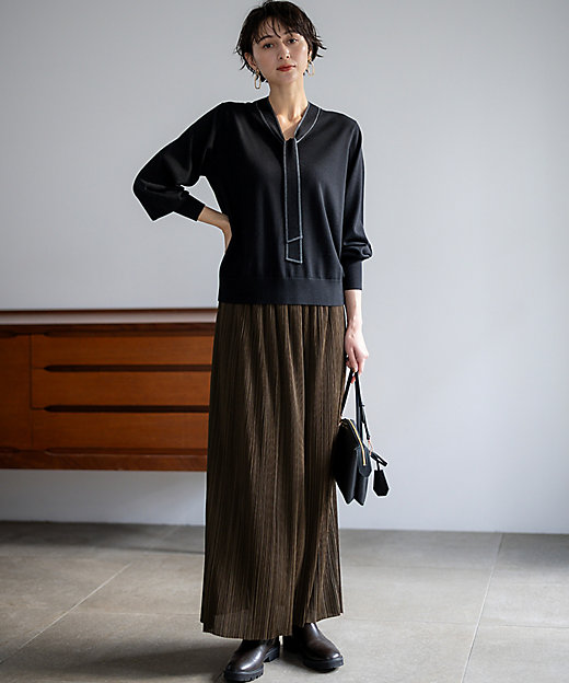 洗える】ウーステッドウール ボウタイ ニット（KRWWGW0455