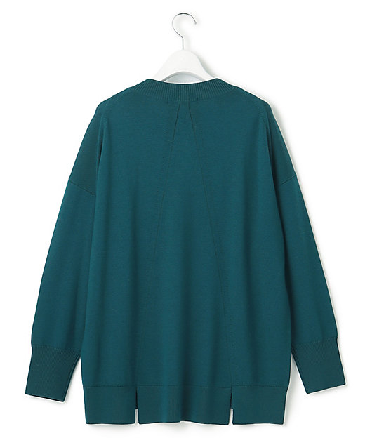 洗える】ウールミドルゲージ Vネック チュニック ニット