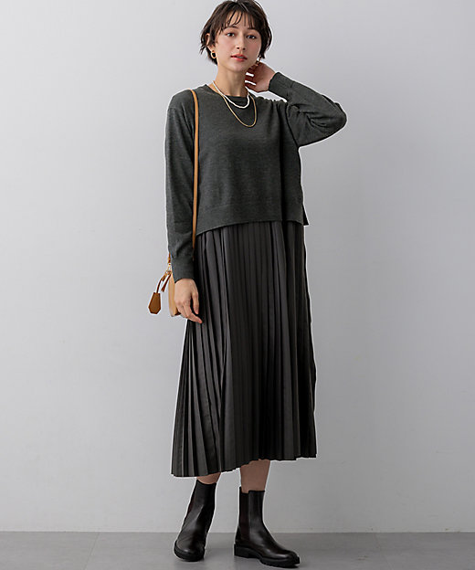 ニットセットアップ プリーツコンビ ワンピース（OPWWGW6659