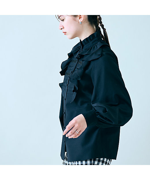 フリルカラー胸元タックブラウス（83032504） | Rose Tiara