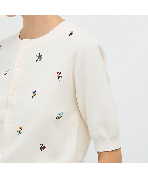 GREEN SHOWER エンブロイダリーハーフスリーブカーディガン