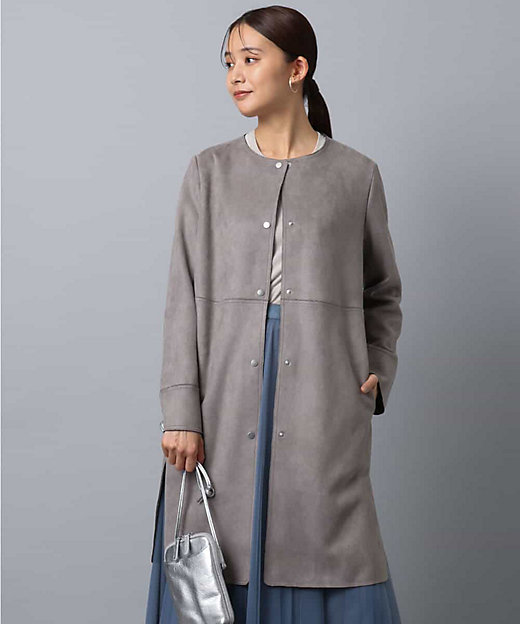 フェイクスウェードノーカラーコート／洗える | MK MICHEL KLEIN