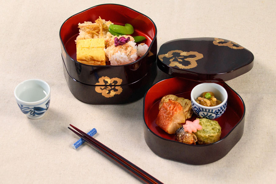 梅型三段重箱 当店ベストセラーお重箱 FC32-2/3 漆器の井助