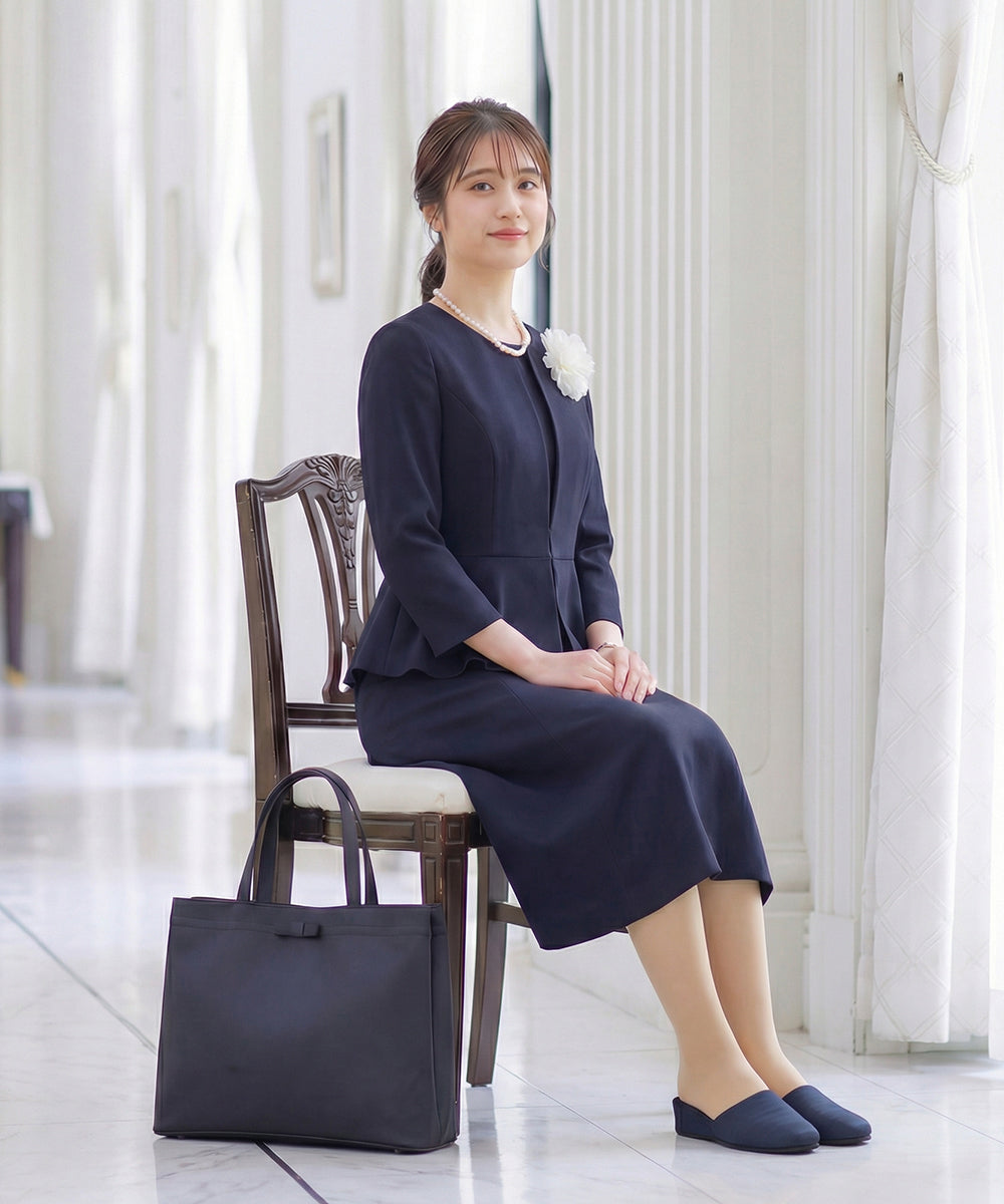 A4サイズ対応】お受験濃紺二層式トートバッグ