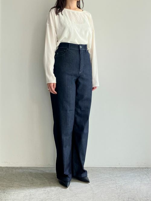 YANUKヤヌーク パンツ LILITH ワイドストレート OWI(NAVY) | ITAL
