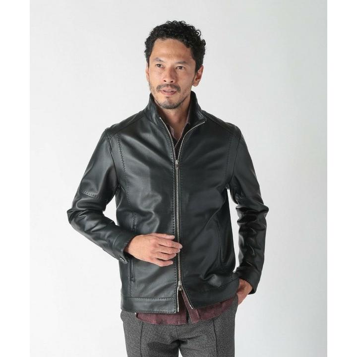 MEN'S BIGI（メンズビギ） スタンドカラーシングルライダース レザー