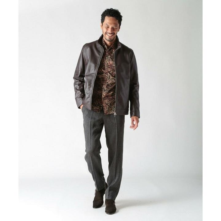 MEN'S BIGI（メンズビギ） スタンドカラーシングルライダース レザー
