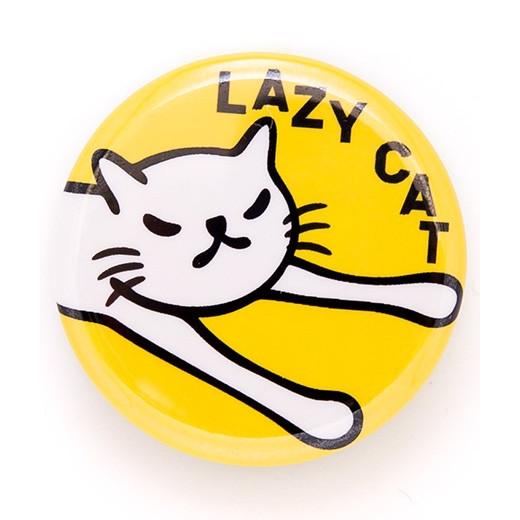 猫 おもしろ かわいい 缶バッチ LAZY CAT ネコ ねこ 猫柄 雑貨 爆買