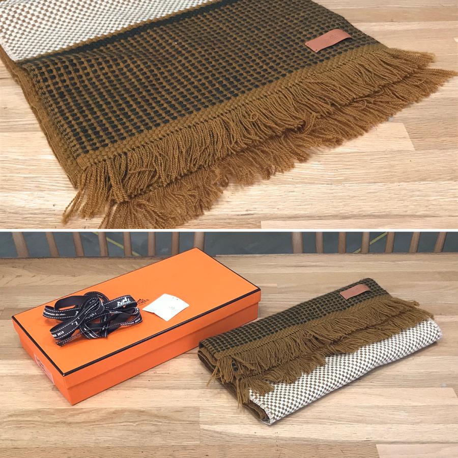 HERMES（エルメス） 【超美品】エルメス カシミヤ マフラー レザータグ