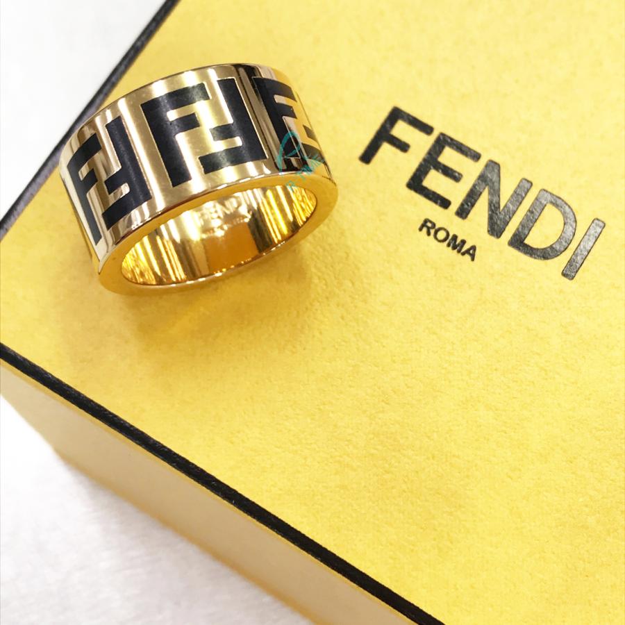 FENDI（フェンディ） フォーエバー リング ブラック ロゴ ゴールド 黒