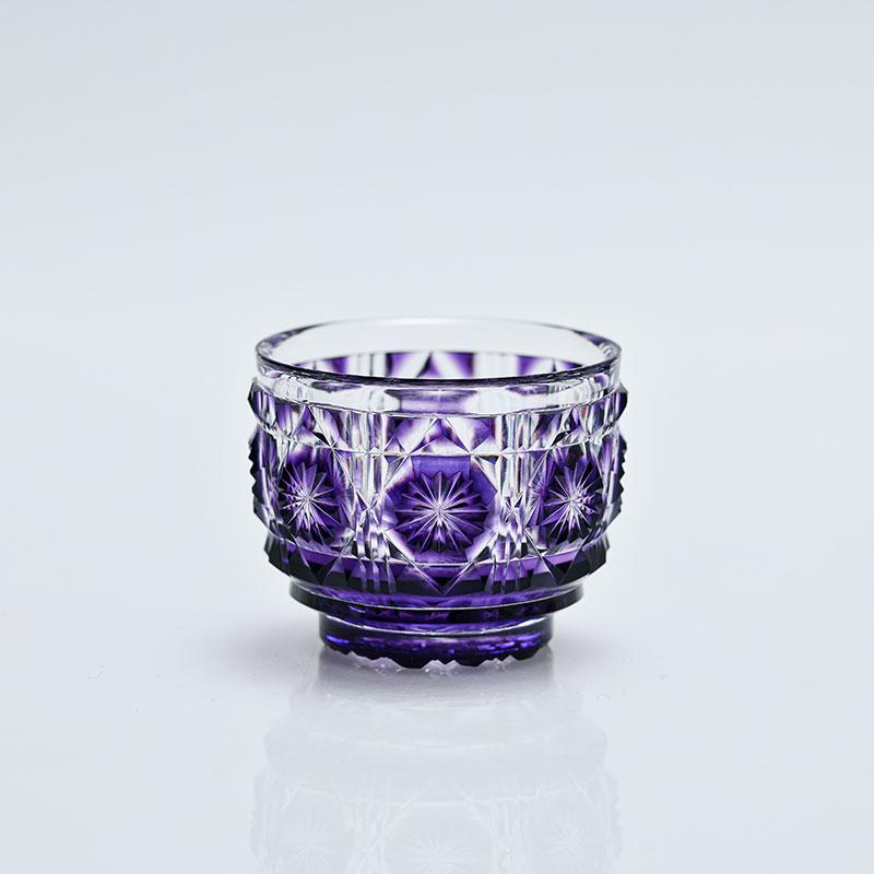 薩摩切子 猪口 大 cut18 島津紫 おちょこ お猪口 復元 鹿児島 島津薩摩