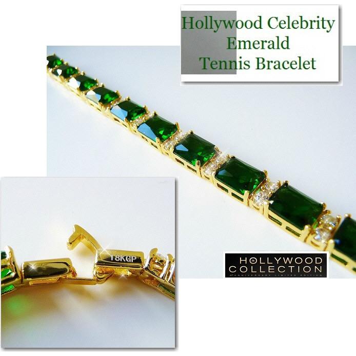 ブレスレット レディース エメラルド グリーン 18金 18KGP テニス