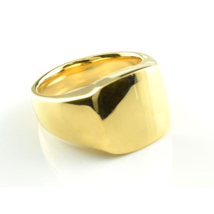 18金 リング メンズ 指輪 印台リング 幅広 シンプル k18 地金リング