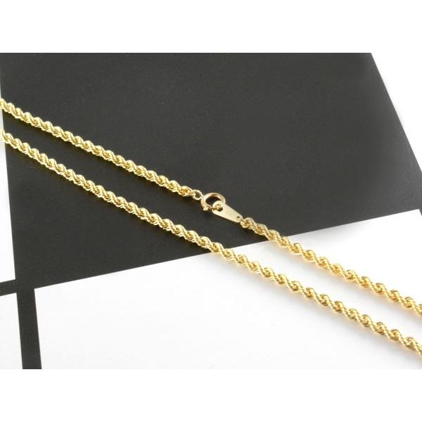 K18 ロープ チェーン ネックレス 50cm 中空 18金 イエローゴールド