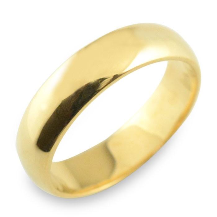 K18 甲丸リング レディース 5mm 幅広 指輪 18金 イエローゴールド 日本
