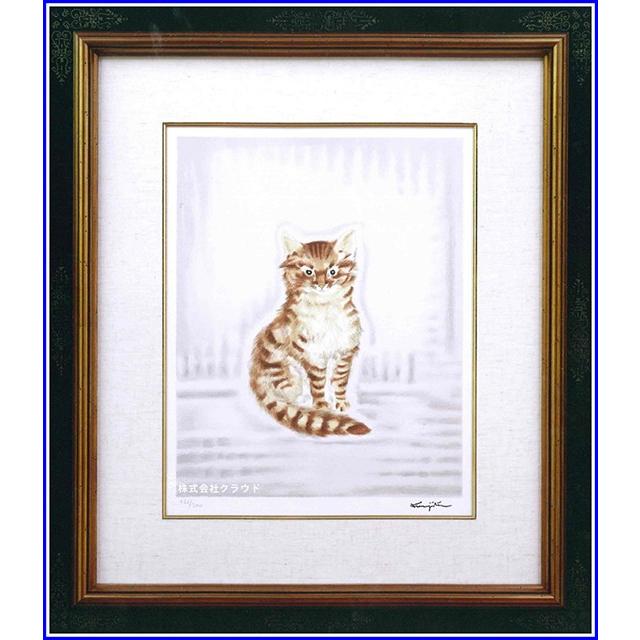 藤田嗣治 レオナール・フジタ 茶色のネコ リトグラフ 複製版画 限定300