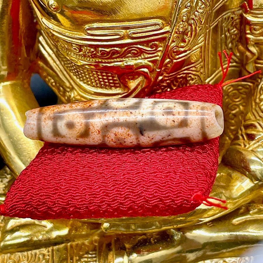 本物 九眼天珠 朱砂 s737 老天珠 古代チベット ジービーズ 54.2mm