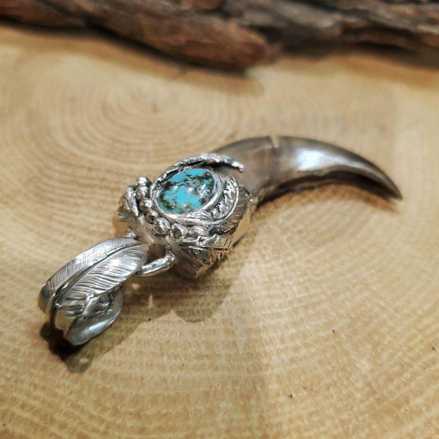 rym-31 熊爪 ベアクロー ターコイズ ペンダント 一点物 ネックレス