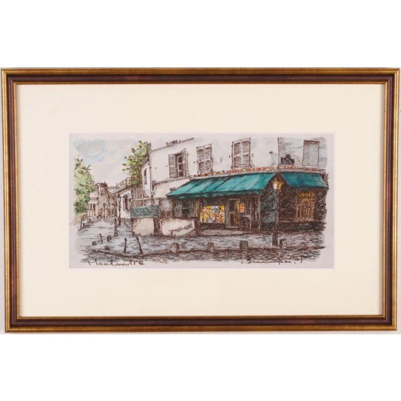 パリ 風景画 絵画 フランス 水彩画 高橋文平 「モンマルトルのカフェ