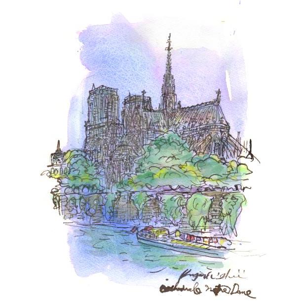 石井清 ノートルダム寺院・2 パリ 絵画 風景画 フランス シテ島