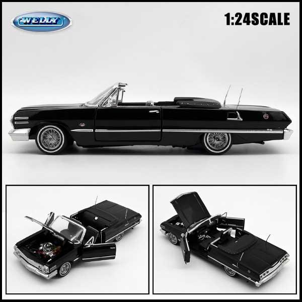WELLY 1/24 箱入り ミニカー 1963 Chevrolet Impala CONV. ブラック